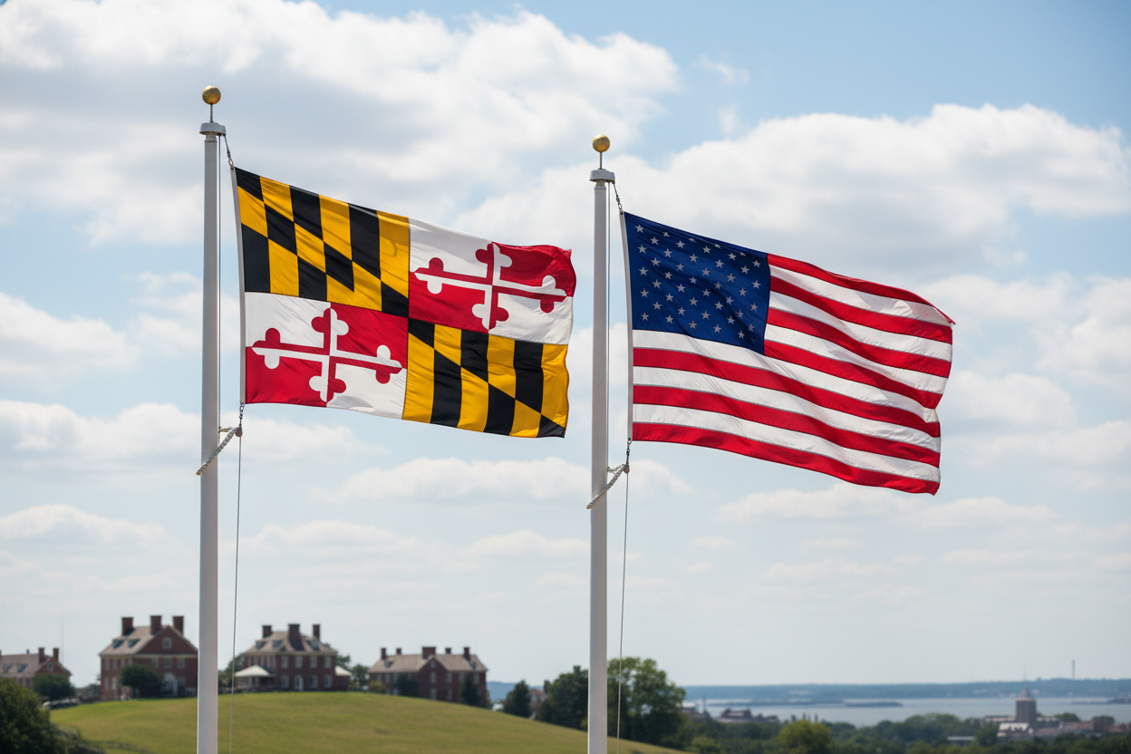 state of maryland and usa flag together